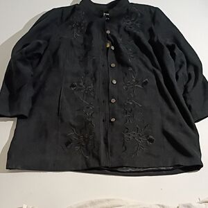 Elegant Black Embroidered Women's Jacket